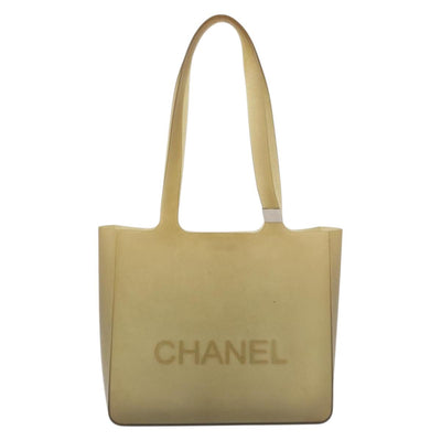 CHANEL Tote Bag Rubber Beige CC Auth mr2340 - 0