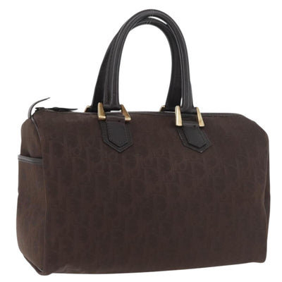 Christian Dior Trotter Canvas Boston Bag Brown Gold Auth mr2343A