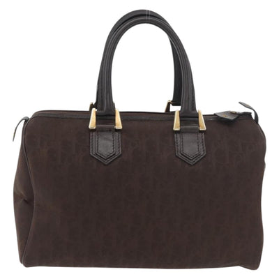 Christian Dior Trotter Canvas Boston Bag Brown Gold Auth mr2343A - 0