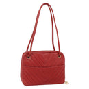 CHANEL V Stitch Shoulder Bag Lamb Skin Gold Red CC Auth mr2345-1