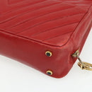 CHANEL V Stitch Shoulder Bag Lamb Skin Gold Red CC Auth mr2345-10