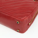 CHANEL V Stitch Shoulder Bag Lamb Skin Gold Red CC Auth mr2345-12