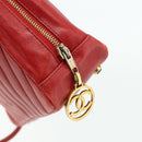 CHANEL V Stitch Shoulder Bag Lamb Skin Gold Red CC Auth mr2345-14