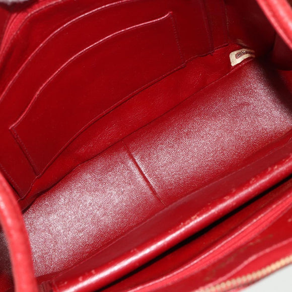 CHANEL V Stitch Shoulder Bag Lamb Skin Gold Red CC Auth mr2345