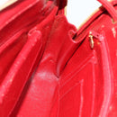 CHANEL V Stitch Shoulder Bag Lamb Skin Gold Red CC Auth mr2345-17