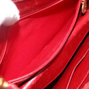 CHANEL V Stitch Shoulder Bag Lamb Skin Gold Red CC Auth mr2345-22