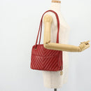 CHANEL V Stitch Shoulder Bag Lamb Skin Gold Red CC Auth mr2345-26