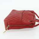 CHANEL V Stitch Shoulder Bag Lamb Skin Gold Red CC Auth mr2345-5