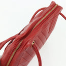 CHANEL V Stitch Shoulder Bag Lamb Skin Gold Red CC Auth mr2345-6
