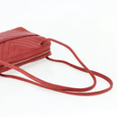 CHANEL V Stitch Shoulder Bag Lamb Skin Gold Red CC Auth mr2345-7