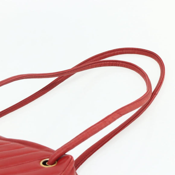 CHANEL V Stitch Shoulder Bag Lamb Skin Gold Red CC Auth mr2345