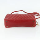 CHANEL V Stitch Shoulder Bag Lamb Skin Gold Red CC Auth mr2345-9