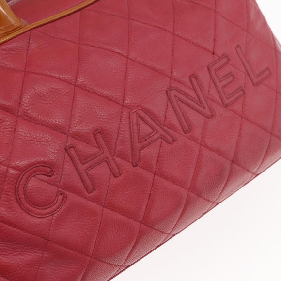 CHANEL Boston Bag Caviar Skin Pink CC Auth mr2346A