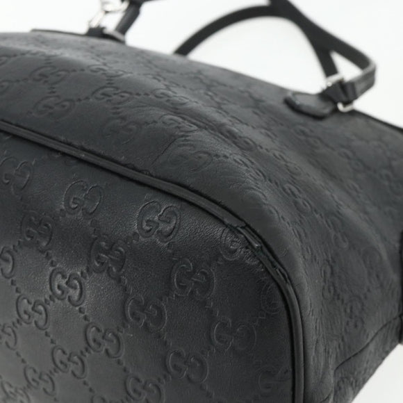 GUCCI GG Canvas Guccissima Handtasche Leder 2way Schwarz Silber 420023 Auth mr2354