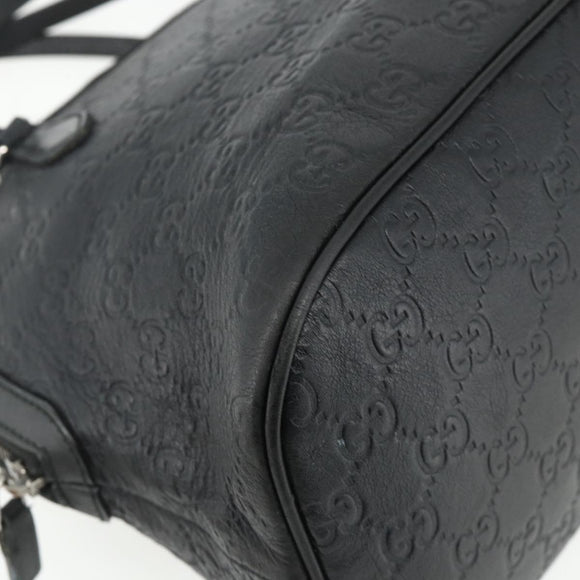 GUCCI GG Canvas Guccissima Handtasche Leder 2way Schwarz Silber 420023 Auth mr2354