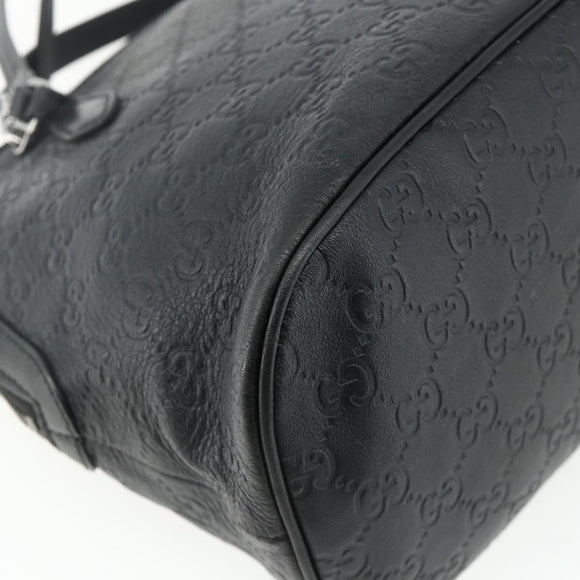 GUCCI GG Canvas Guccissima Handtasche Leder 2way Schwarz Silber 420023 Auth mr2354
