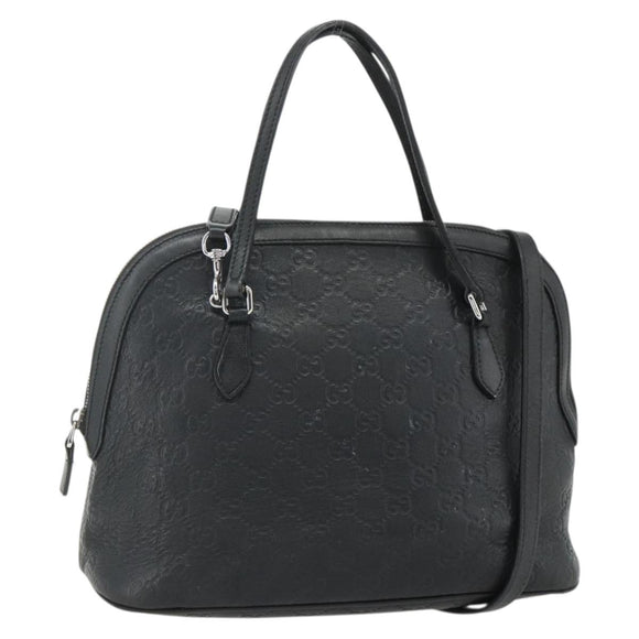 GUCCI GG Canvas Guccissima Handtasche Leder 2way Schwarz Silber 420023 Auth mr2354