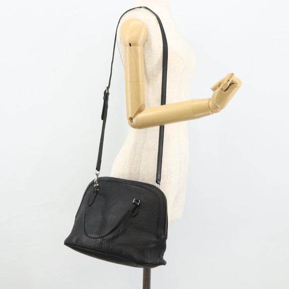 GUCCI GG Canvas Guccissima Handtasche Leder 2way Schwarz Silber 420023 Auth mr2354