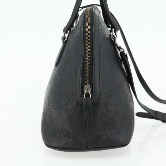 GUCCI GG Canvas Guccissima Handtasche Leder 2way Schwarz Silber 420023 Auth mr2354