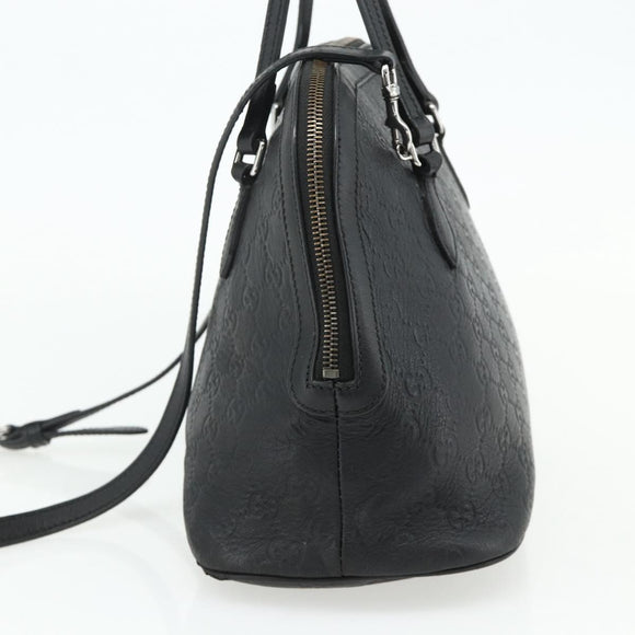 GUCCI GG Canvas Guccissima Handtasche Leder 2way Schwarz Silber 420023 Auth mr2354