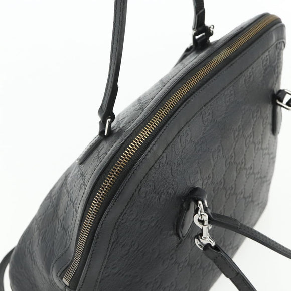 GUCCI GG Canvas Guccissima Handtasche Leder 2way Schwarz Silber 420023 Auth mr2354