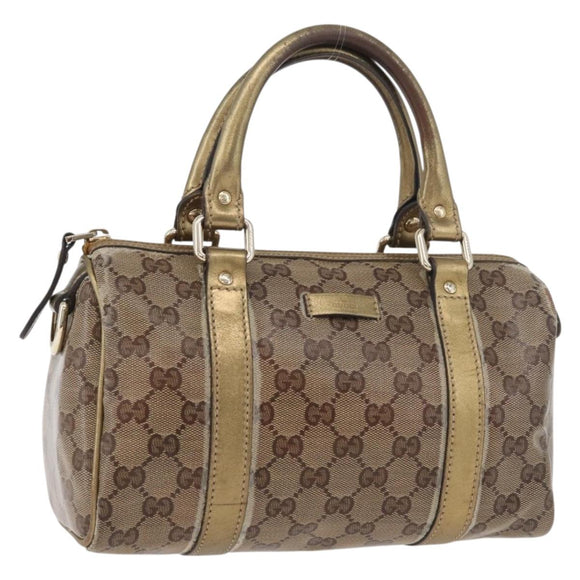 GUCCI GG Crystal Hand Bag Beige Gold 193604 Auth mr2357