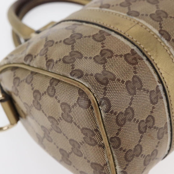 GUCCI GG Crystal Hand Bag Beige Gold 193604 Auth mr2357