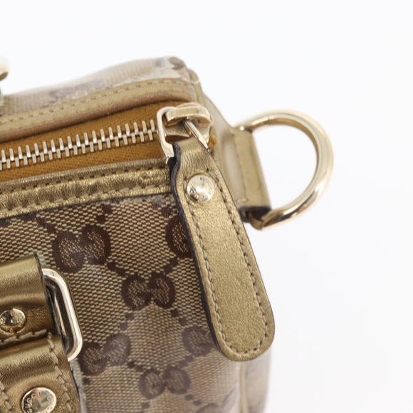 GUCCI GG Crystal Hand Bag Beige Gold 193604 Auth mr2357
