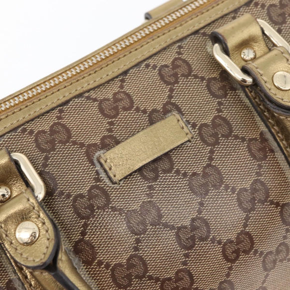 GUCCI GG Crystal Hand Bag Beige Gold 193604 Auth mr2357