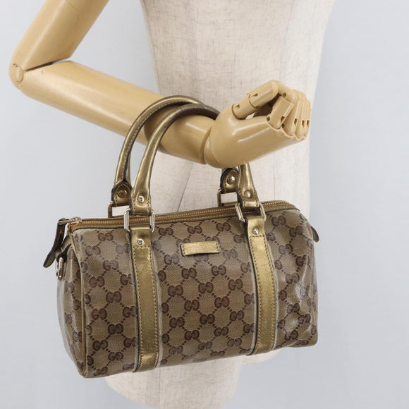 GUCCI GG Crystal Hand Bag Beige Gold 193604 Auth mr2357