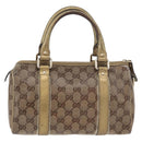 GUCCI GG Crystal Hand Bag Beige Gold 193604 Auth mr2357-2