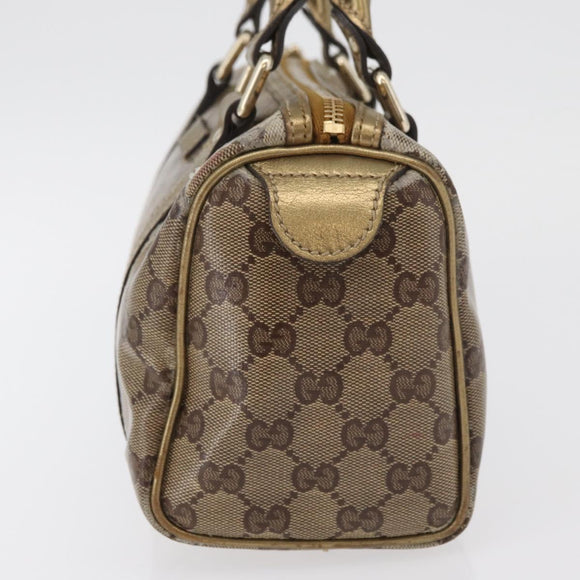 GUCCI GG Crystal Hand Bag Beige Gold 193604 Auth mr2357