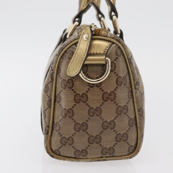 GUCCI GG Crystal Hand Bag Beige Gold 193604 Auth mr2357