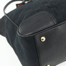 GUCCI GG Canvas Web Sherry Line Hand Bag Black Gold Red 177052 Auth mr2358-11