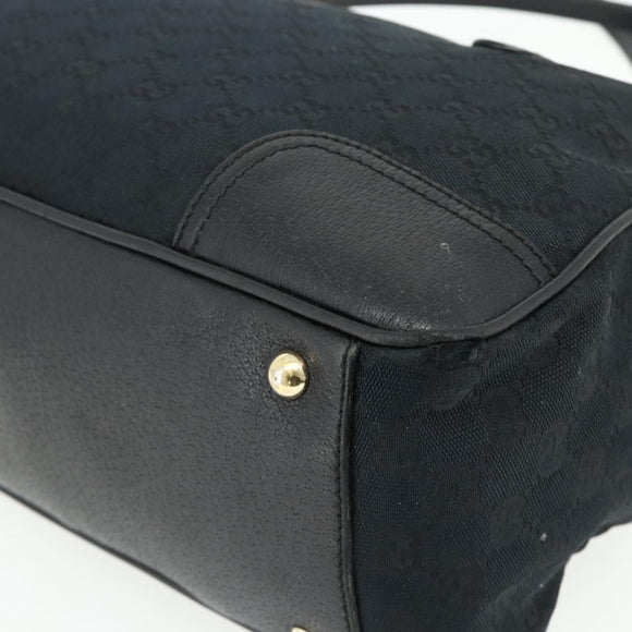 GUCCI GG Canvas Web Sherry Line Hand Bag Black Gold Red 177052 Auth mr2358