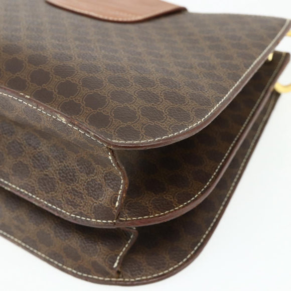 CELINE Macadam Canvas Shoulder Bag PVC Leather Brown Gold Auth mr2359A