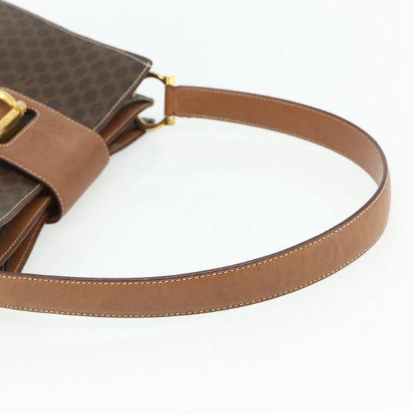 CELINE Macadam Canvas Shoulder Bag PVC Leather Brown Gold Auth mr2359A
