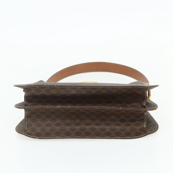 CELINE Macadam Canvas Shoulder Bag PVC Leather Brown Gold Auth mr2359A