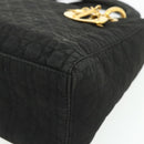 Christian Dior Lady Dior Canage Hand Bag Nylon Black Gold Auth mr2361-10