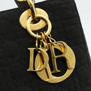 Christian Dior Lady Dior Canage Hand Bag Nylon Black Gold Auth mr2361-14