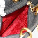 Christian Dior Lady Dior Canage Hand Bag Nylon Black Gold Auth mr2361-18