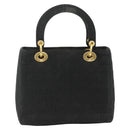 Christian Dior Lady Dior Canage Hand Bag Nylon Black Gold Auth mr2361-3