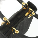 Christian Dior Lady Dior Canage Hand Bag Nylon Black Gold Auth mr2361-6
