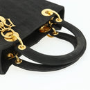Christian Dior Lady Dior Canage Hand Bag Nylon Black Gold Auth mr2361-7
