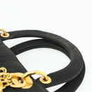 Christian Dior Lady Dior Canage Hand Bag Nylon Black Gold Auth mr2361-8