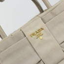 PRADA Ribbon Hand Bag Nylon Beige Gold Auth mr2363-14
