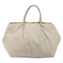 PRADA Ribbon Hand Bag Nylon Beige Gold Auth mr2363-3