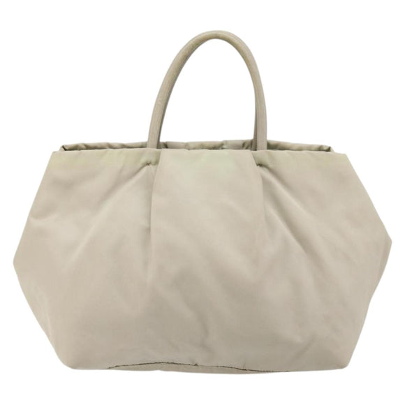 PRADA Ribbon Hand Bag Nylon Beige Gold Auth mr2363