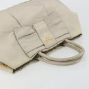PRADA Ribbon Hand Bag Nylon Beige Gold Auth mr2363-6