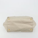 PRADA Ribbon Hand Bag Nylon Beige Gold Auth mr2363-9